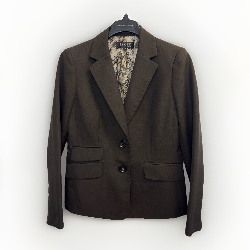 Kasper Women's Size 8 Brown Blazer Suit Jacket Pockets Lined Career Professional